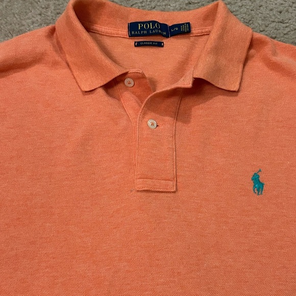 Polo Ralph Lauren Men’s Large Classic Fit Short Sleeve Orange Green Pony. - Picture 8 of 8